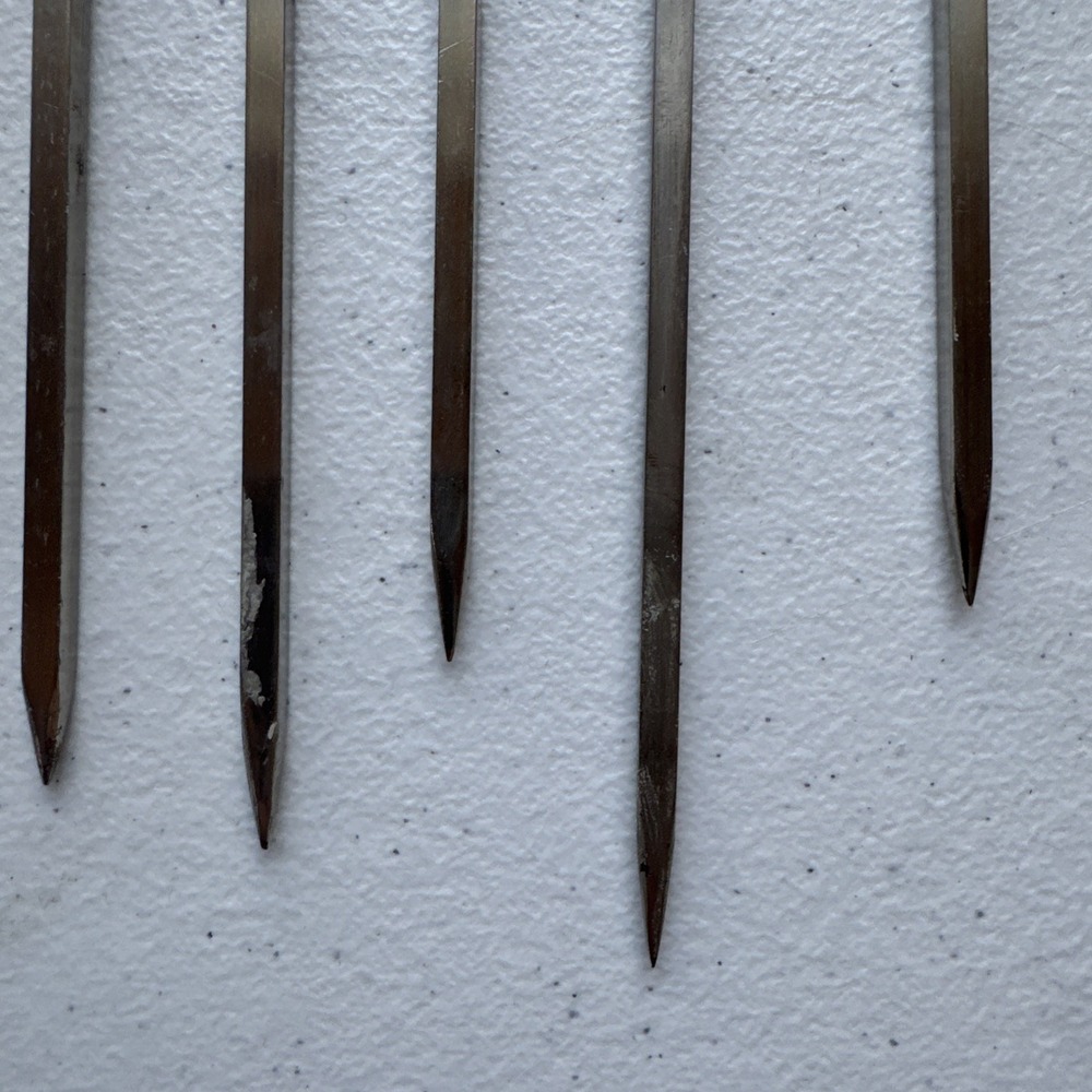 Vintage Turkish Kebob Skewers Fish Whale Nautical Brass Stainless Steel 13" Set - Picture 9 of 9
